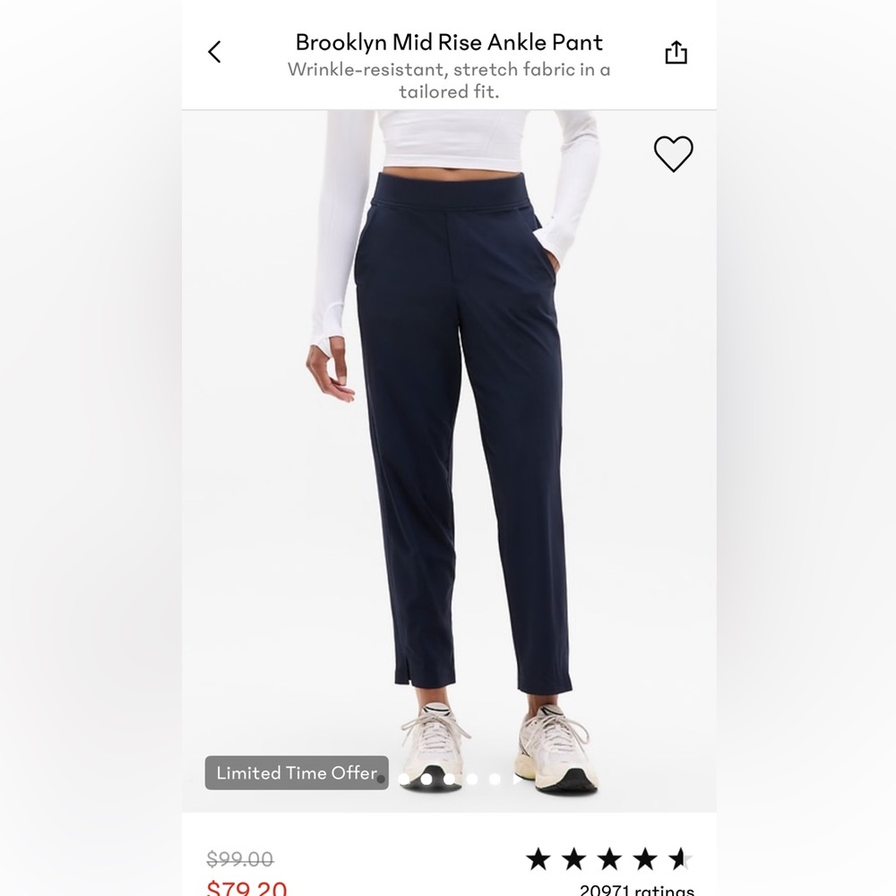Athleta Brooklyn Mid Rise Ankle Pant - Navy